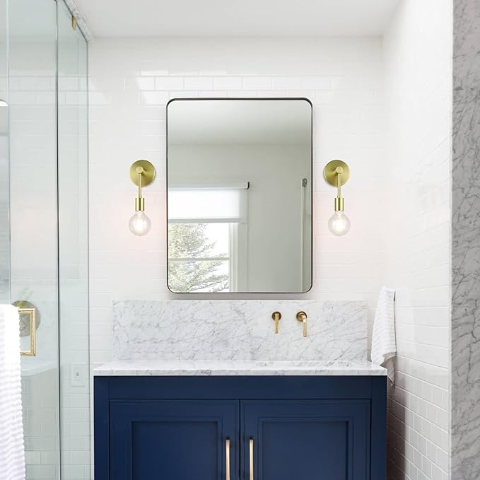XiNBEi Lighting Bathroom Sconce, Modern Brass Sconces Wall Lighting Single