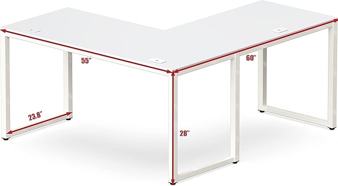 SHW 55 x 60 Inches Commercial-Grade L-Shape Corner Office Computer Desk, White