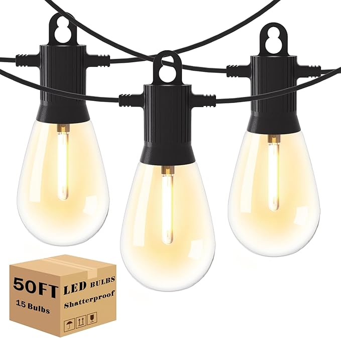 Outdoor String LED Patio Lights - 50FT