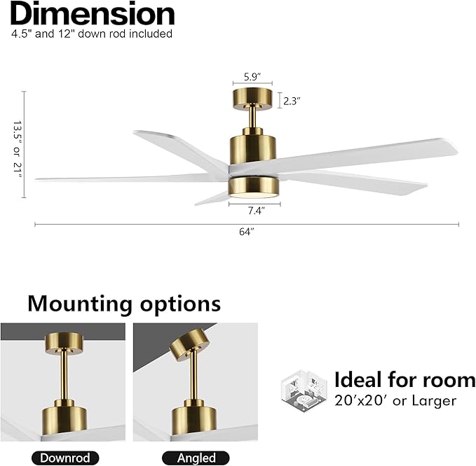 WINGBO 64 Inch DC Ceiling Fan