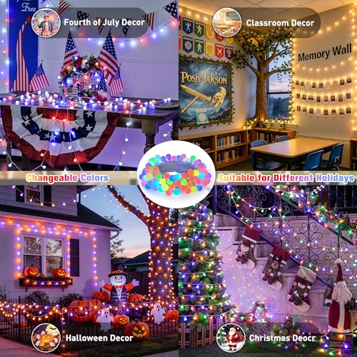 Connectable 33ft 100 LED Color Changing String Lights for Bedroom