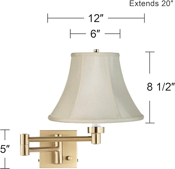 Barnes and Ivy Alta Swing Arm Wall Mounted Lamp Warm Antique Brass Plug-in