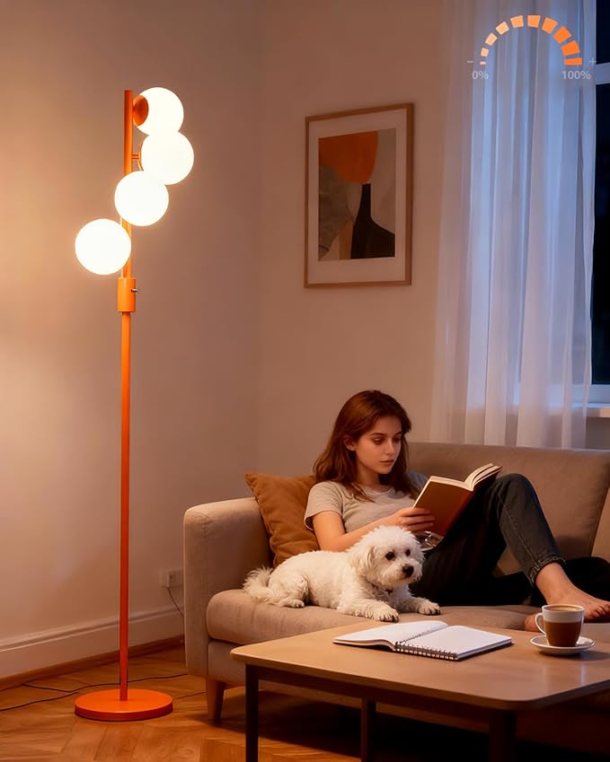 Lightdot 64IN Dimmable Globe Floor Lamp, Mid Century Modern Floor Lamp