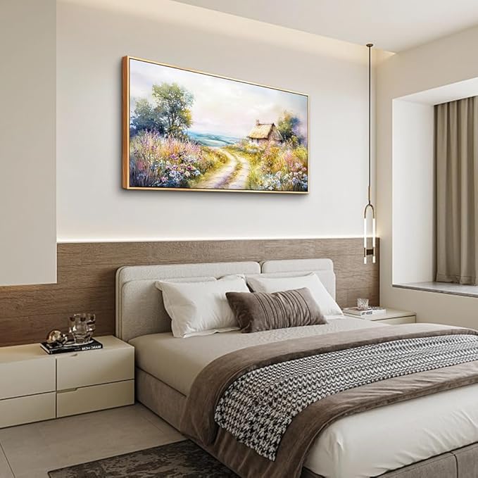 ZUITINGHUA Wood Framed Canvas Wall Art For Living Room Wall Decor For Bedroom Office Wall Decoration Country Road Landscape Paintings Farmhouse Pictures Artwork Room Aesthetic Home Decor 20x40 In