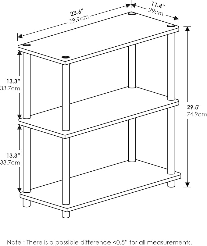 Furinno Turn-N-Tube Display Rack, 3-Tier Single, Black/Grey