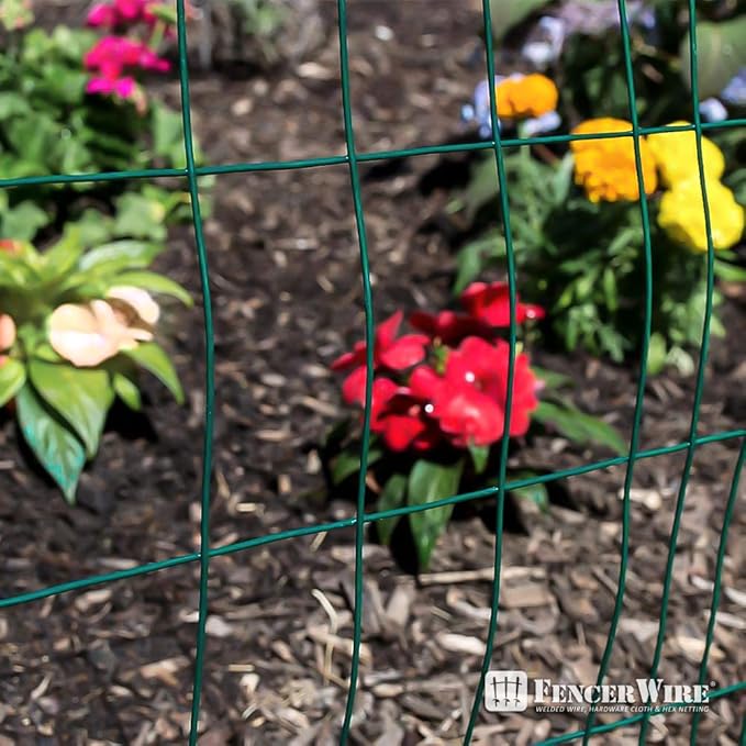Fencer Wire 16 Gauge Green Vinyl Coated Welded Wire Mesh, 2-Inch x 3-Inch Grid Hardware Cloth for Home and Garden, Great for Home Improvement and Home Guard Project
