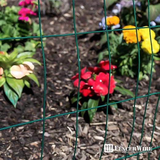 Fencer Wire 16 Gauge Green Vinyl Coated Welded Wire Mesh Size 2 inch X 3 inch, Green, 6 ft x50 feet