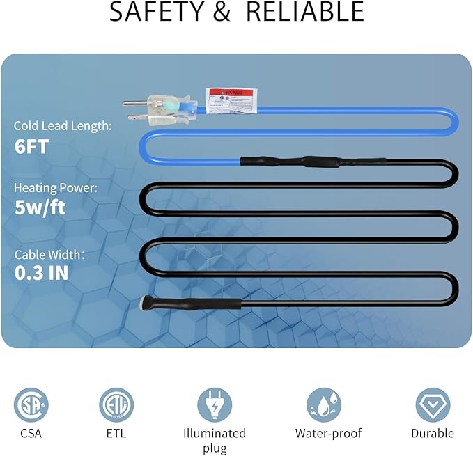240ft 5w/ft Roof Heat Tape, Constant Wattage, CSA ETL Certified, Perfect for Ice Dam Control on Roofs and Gutters, 120V