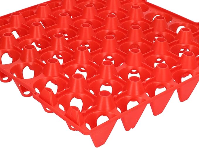 Plastic Egg Flats, Poultry Crates Holder Tray, Extra Large Reusable Stackable: For Chicken Produce, Farm Supplies, Secure Storage Container, 5PCS, 28.7x28.3cm (Red)