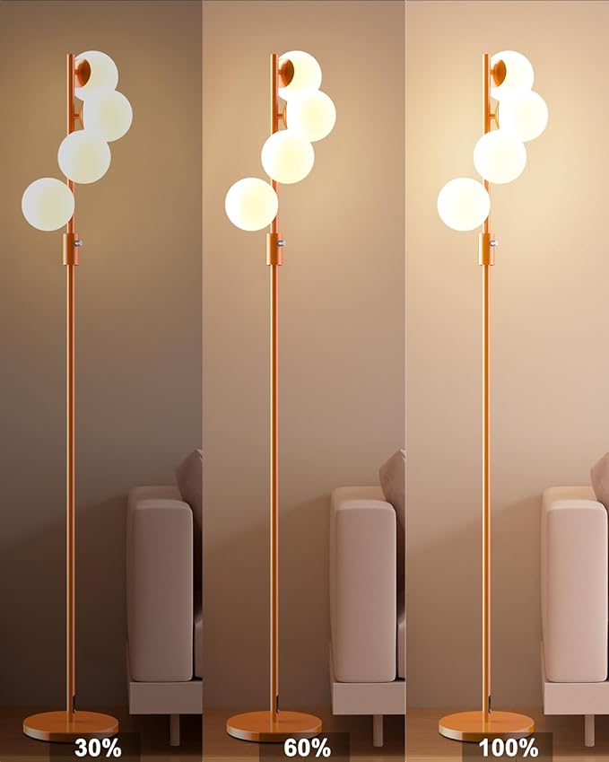 Lightdot 64IN Dimmable Globe Floor Lamp, Mid Century Modern Floor Lamp