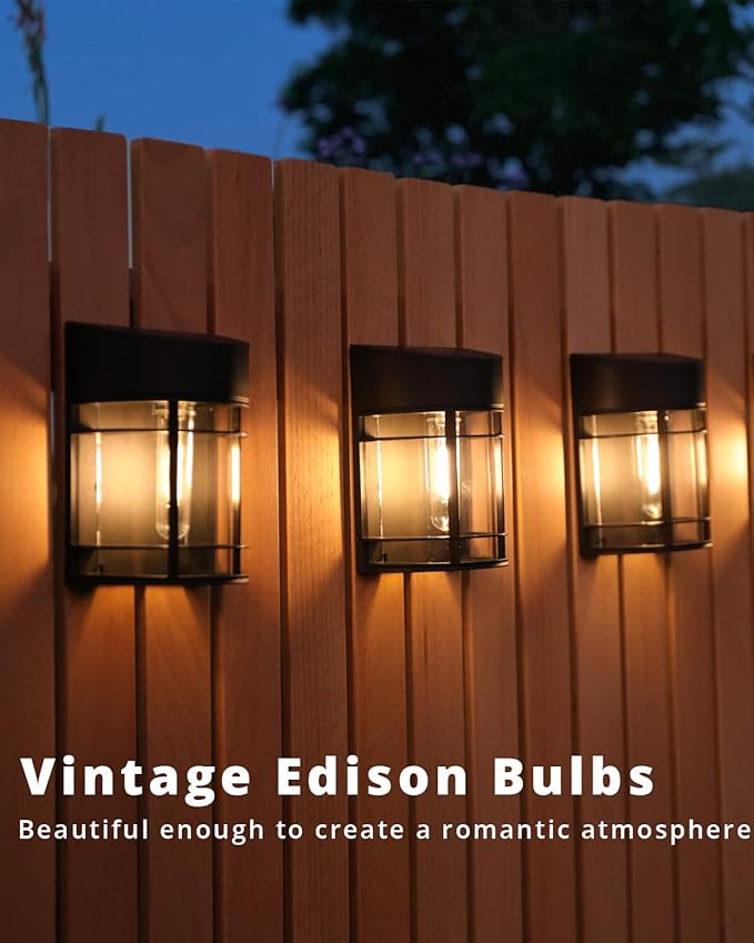 Solar Fence Lights, Upgrade Solar Deck Lights, Waterproof Solar Outdoor Lights