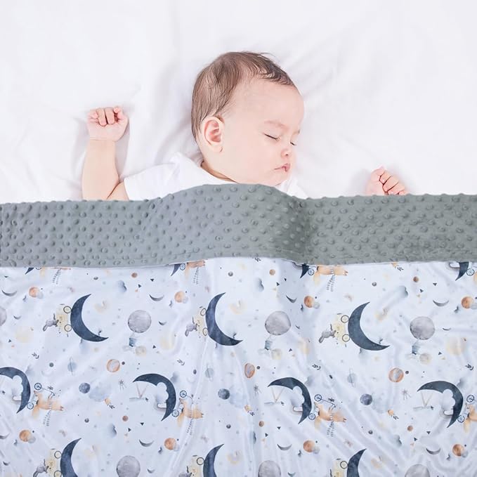 Baby Blankets for Unisex Boys Girls, Super Soft Nursery Minky Blankets, 30 x 40 inch Outer Space Printed Bed Throws Newborn (Planet Fox)