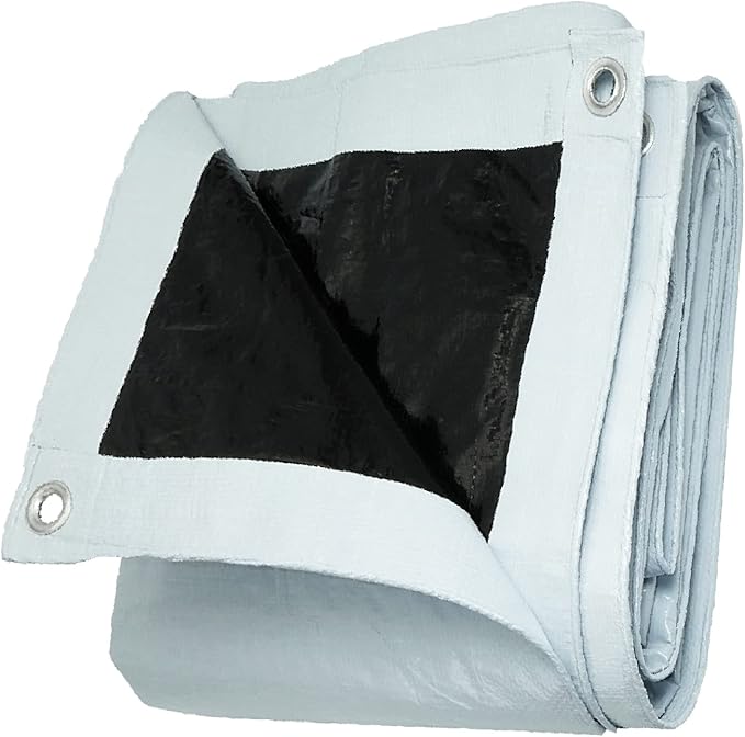 14Mil White/Black Heavy Duty Waterproof, 6.5x10 Ft UV Resistant Tarps with Grommets, Reversible Multipurpose Outdoor Protective Tarp Cover for Camping, Patio, RV, Pet Hutch Roof or Kennel