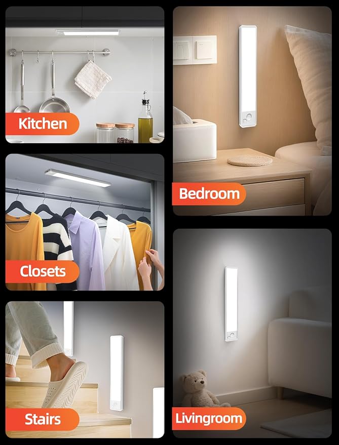 Under Cabinet Motion Sensor Lighting: Dimmable Rechargeable Lights Indoor