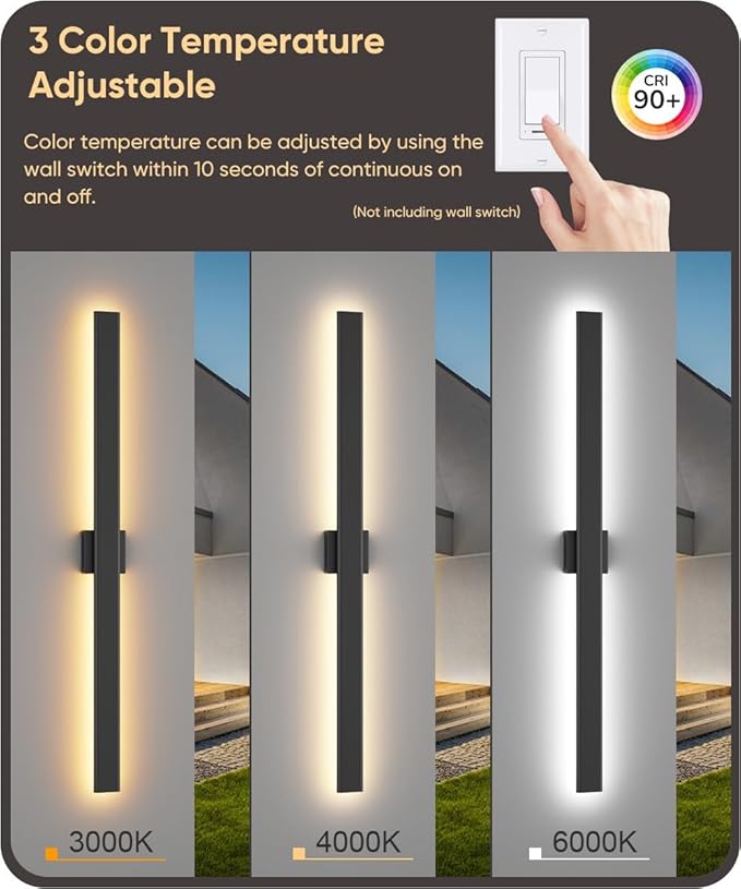 Aipsun Outdoor Lights 2 Packs, Modern Outdoor Wall Light Fixture Long Strip LED