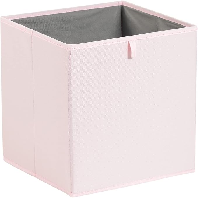 Amazon Basics Cube Organizer Bins, Collapsible Storage Baskets for Shelves, Peony Pink, Pack of 6, 13x15x13"