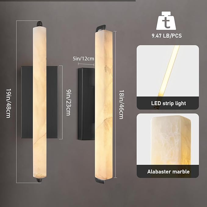 Alabaster Wall Sconce, Bronze Modern Bathroom Sconces, Indoor Wall Lighting
