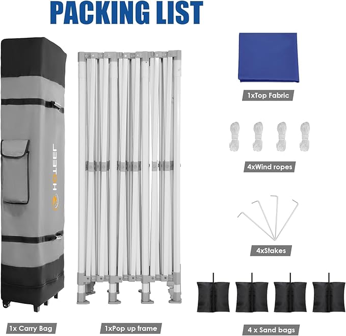 HOTEEL 10x30 Pop up Canopy Tent for Parties, Heavy Duty Easy Setup Tent Without Sidewalls, Outdoor Commercial Instant Gazebo, with Portable Bag, Dark Blue(Hexagonal Frame)