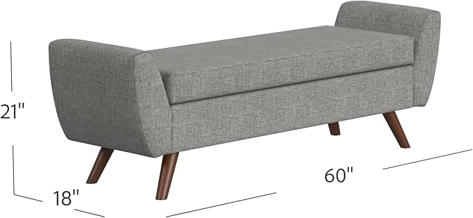 HomePop Modern Storage Bench with Wood Legs Home Décor|Bench with Storage for Living Room & Bedroom - Gray Woven