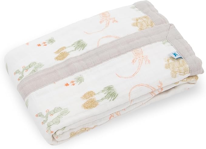 Little Unicorn Newborn Receiving Quilt | Ultra- Soft, Multi-Layered Muslin Fabric | Gift for Newborns & on-The-go (Desert Night)