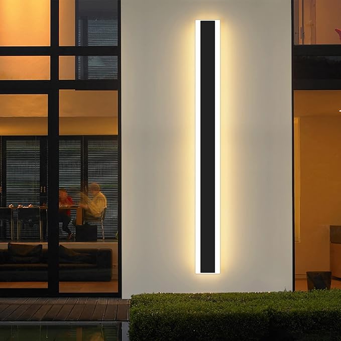 Modern 47inch Outdoor Wall Light, 3000k/4500k/6000k 3 Color Change Black
