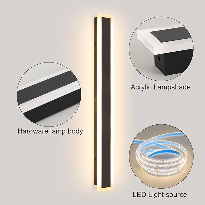 1 Pack 79inch Modern Outdoor Light LED 3000K-6000K Dimmable Outdoor Wall Lights