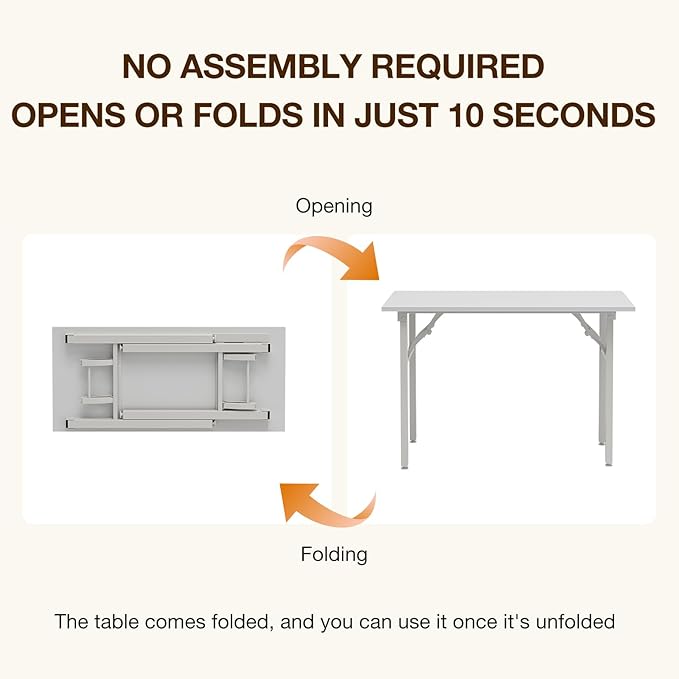 TEMI Small Computer Desk Folding Table - 43.3" Foldable Office Desk, No Assembly, Perfect for Small Spaces in Bedroom, Dorm, or Apartment, Portable Mini Desk or Study Table with Compact Design, White