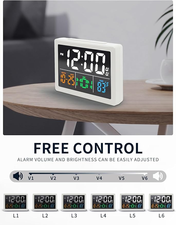 Digital Alarm Clock, with 5.5" Large LED Time Display, Adjustable Alarm Volume