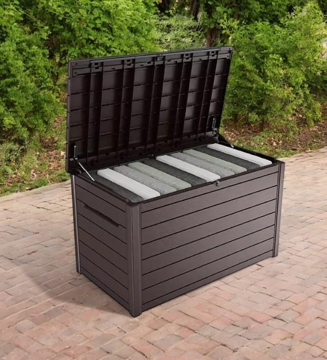 230-Gallon XXL Deck Storage Box Outdoor Patio Container (Brown)