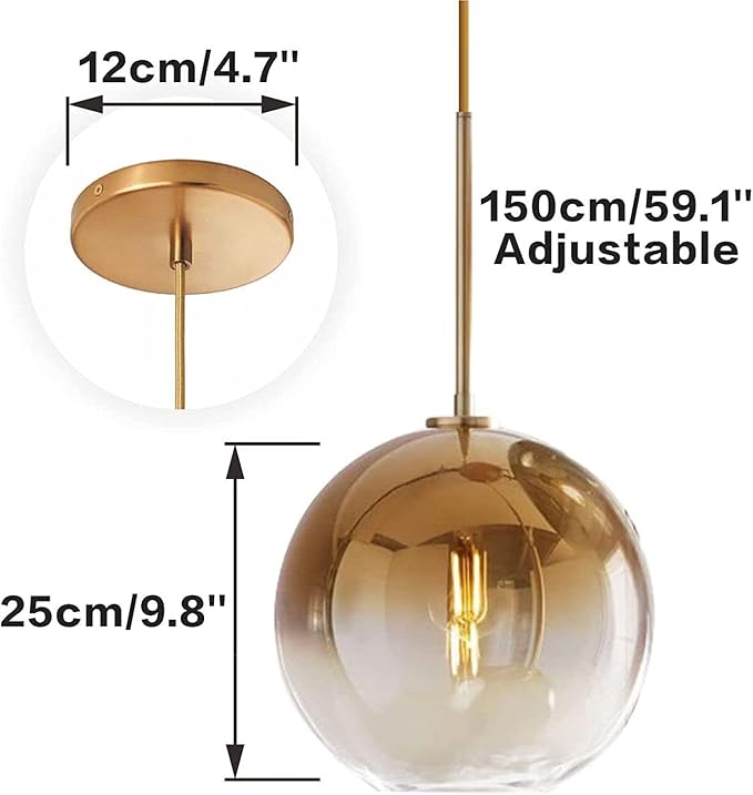 Gradient Color Glass Pendant Light, Modern Glass Hanging Light Chandelier Light