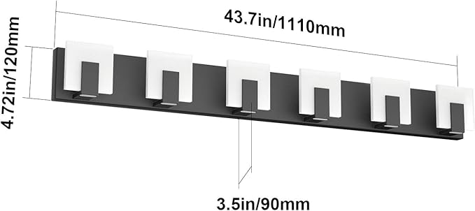 Aipsun 6 Lights Modern Black Vanity Light Up and Down Black LED Vanity Light