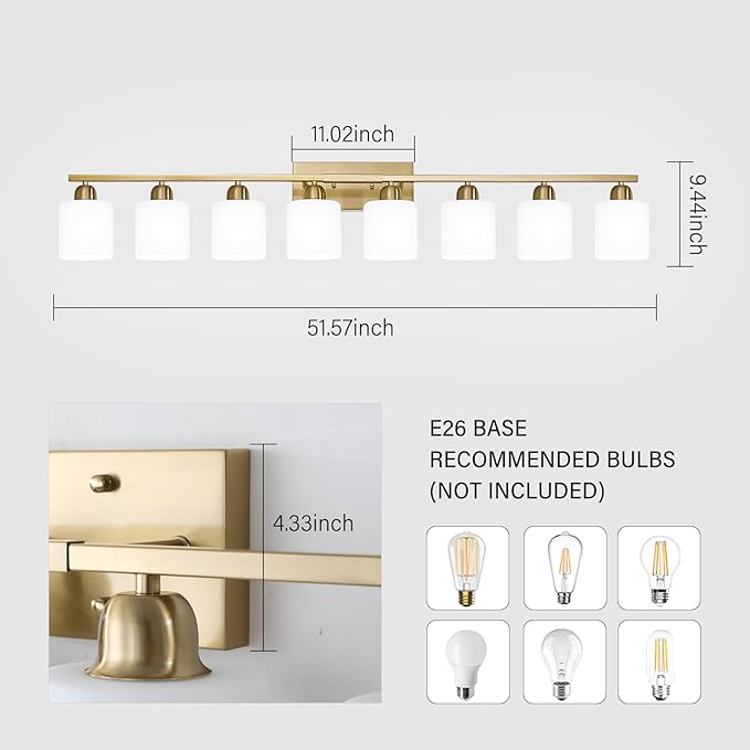 8 Light Bathroom Light Fixtures Gold