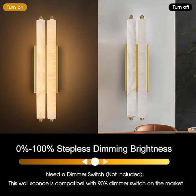 Alabaster Wall Sconce, Brass Alabaster Double Sconces, Indoor Wall Lighting