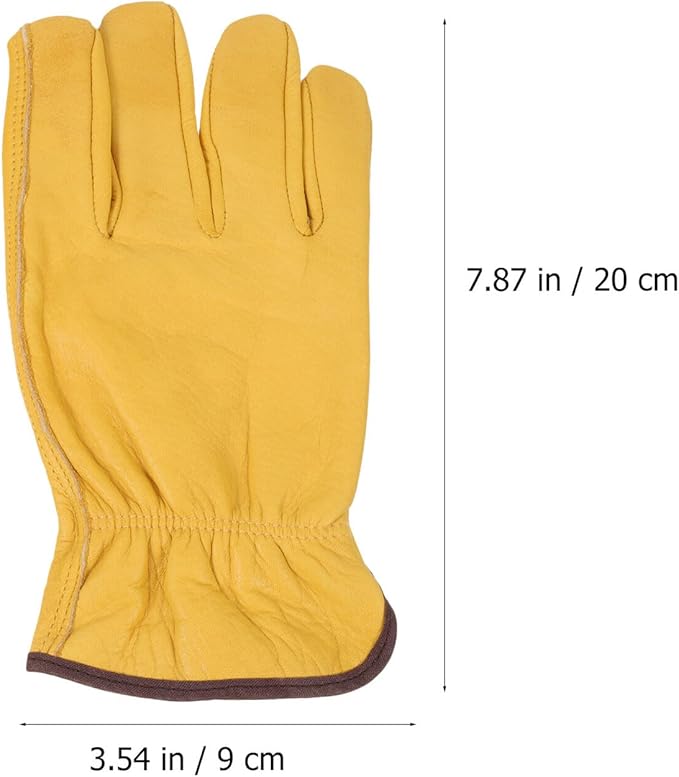 Kisangel Cowhide Protective Gloves for Gardening and Farm Work, Wear-resistant Non-slip Safety Gloves with Full Leather, Puncture-resistant Design, Size M for Outdoor Pruning and Heavy-duty