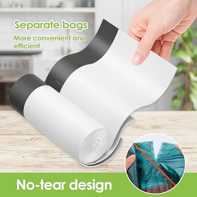 Teivio 15 Gallon 60 Counts Strong Tall Kitchen Drawstring Trash Bags, Medium Plastic Garbage Bags for Home Kitchen Office Garden Outdoor Tall Trash Can, Waste Bin Liners White