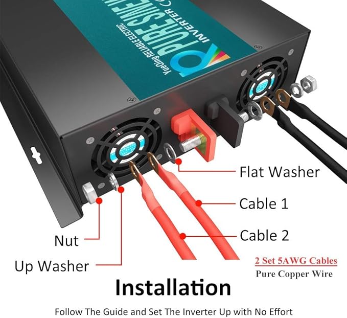 WZRELB 3500W 48V 120V Pure Sine Wave Power Inverter with 2 AC Outlets,Car Inverter, RBP-350048