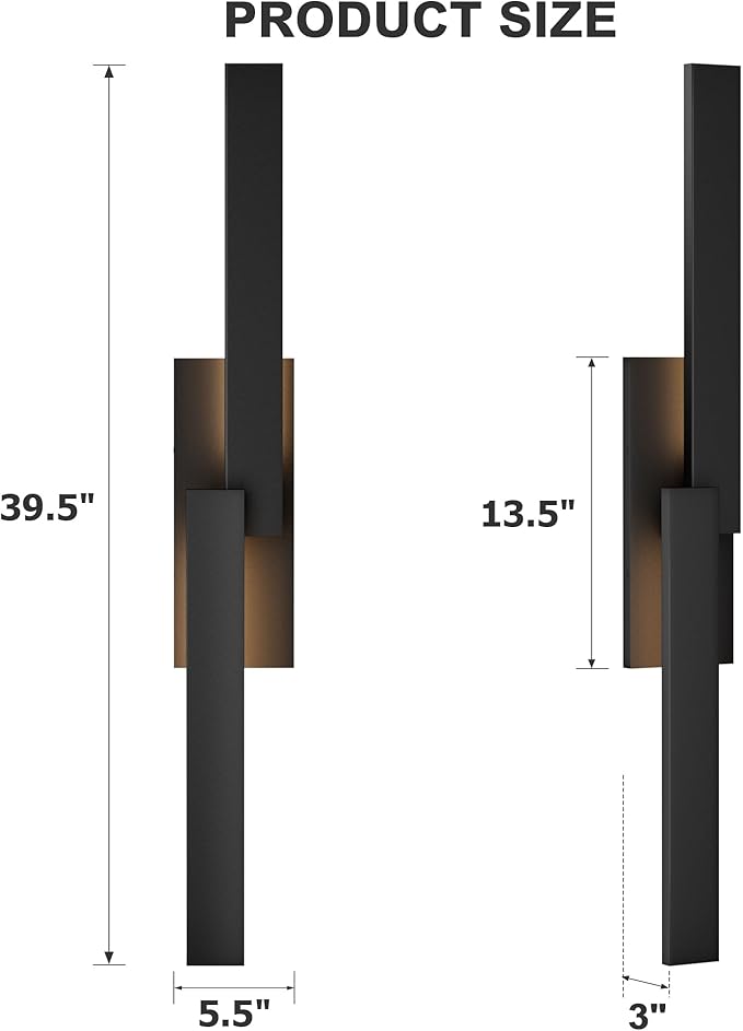 LamQee 39.4" Aluminum Long Outdoor Wall Lights, 3000K 1000LM 20W Integrated LED