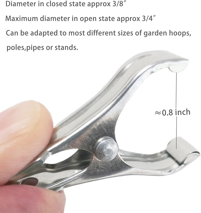 40 PCS Garden Clips, Greenhouse Clamps Made of Stainless Steel, Greenhouse Clips for Netting, Have a Strong Grip to Hold Down the Shade Cloth or Plant Cover on Garden Hoops