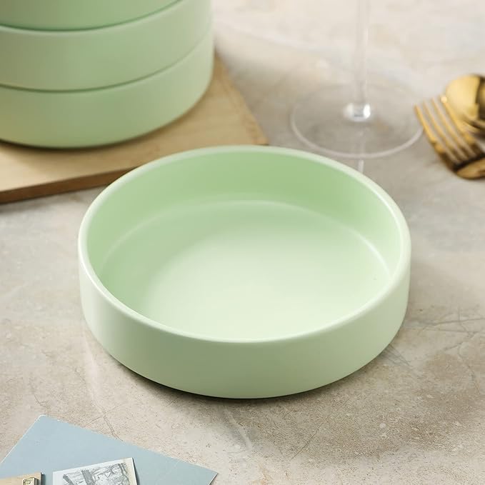 Stone lain Stella Pasta Bowl 6-Piece Set, Round, Porcelain, Lime Green