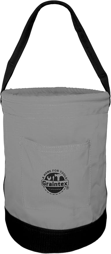 Graintex Canvas Utility Bucket 9.5"x14", Round Tool Bucket, Reinforced Base & Carry Handle, Ripstop Canvas, Ideal Multi-Purpose Bag for Jobsite, Gardening, Home Use, Tool Storage - Purple
