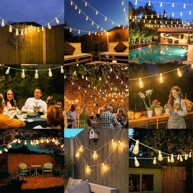 Brightever 50FT Outdoor String Lights Weatherproof, Patio Lights