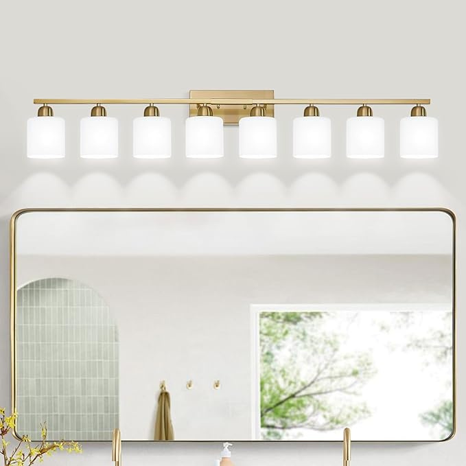8 Light Bathroom Light Fixtures Gold
