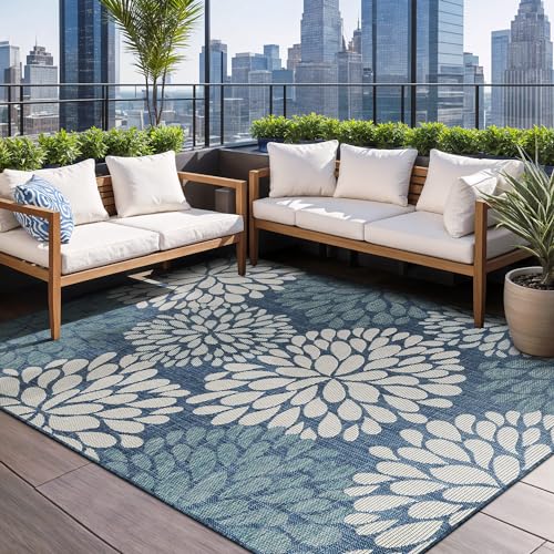 Outdoor Rug 6x9 Modern Exotic Tropical Leaf Area Rugs for Indoor and Outdoor Patio Deck Porch Garden Water Resistant Washable Outside Carpet