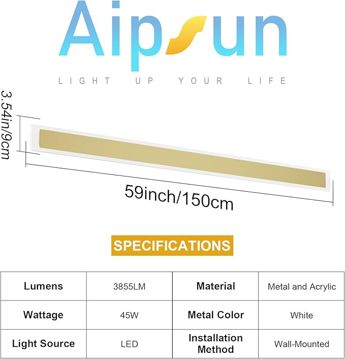 Aipsun Porch Wall Lights 59inch Long Strip Modern Outdoor Wall Light Fixture