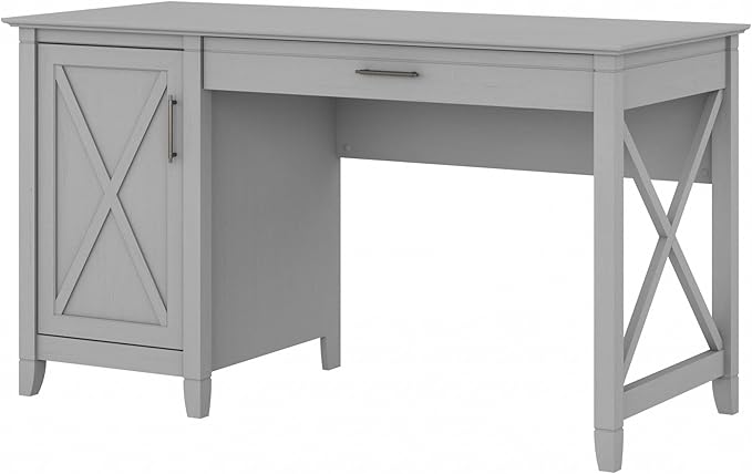 Bush Furniture Key West Computer Desk with Storage Farmhouse PC Table for Home Office in Cape Cod Gray 54W x 24D