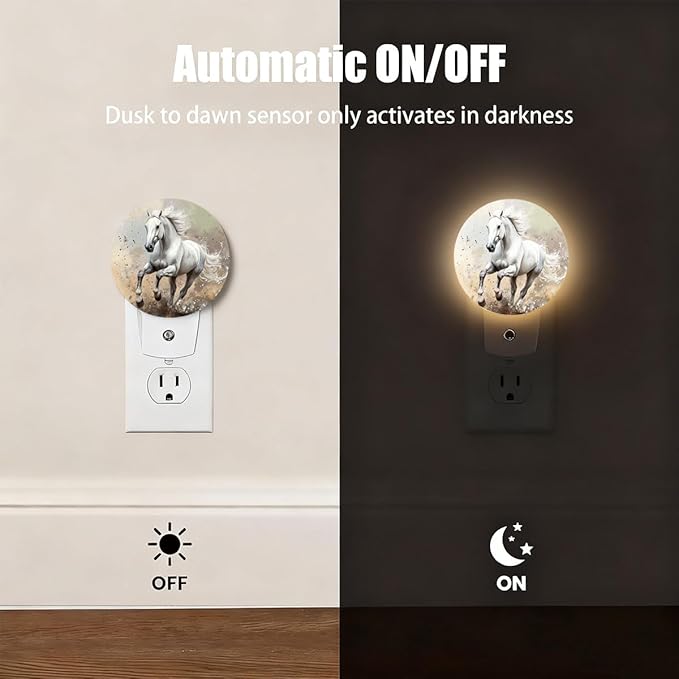 Plug-in Galloping White Horse Night Light Running Horse Night Lights Plug into