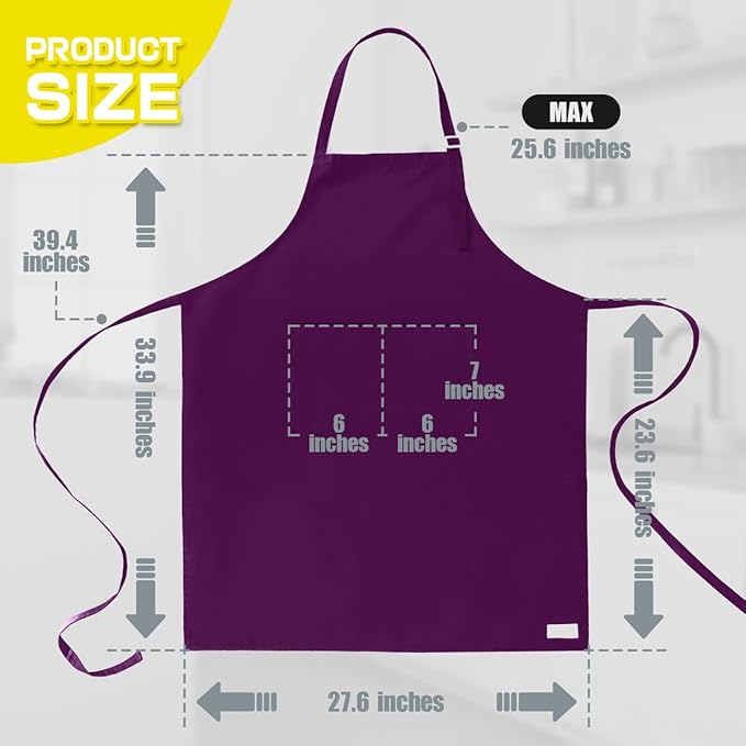 ROTANET Extra Large Apron for Men Adjustable Bib Aprons with 2 Pockets Cooking Kitchen Women Chef Water & Oil Resistant
