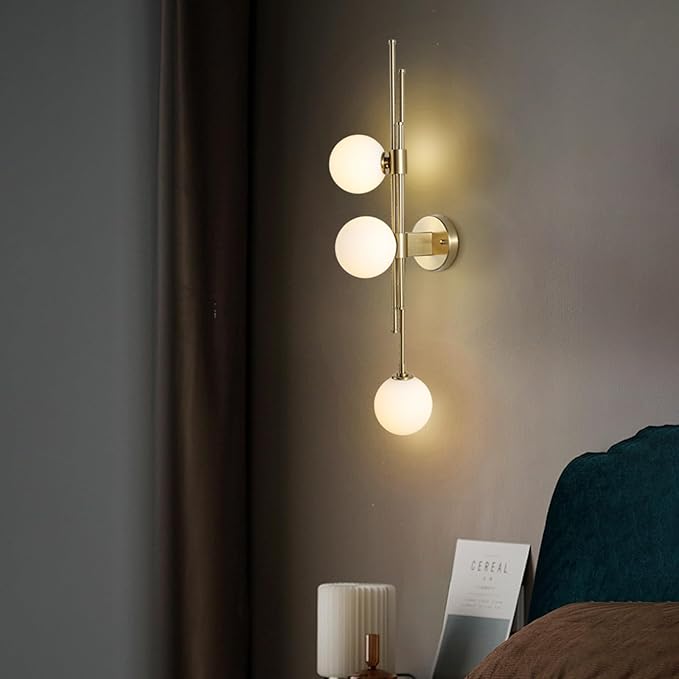 3-Light Globe Wall Sconces, Mid Century Modern Wall Light Fixtures, Vanity