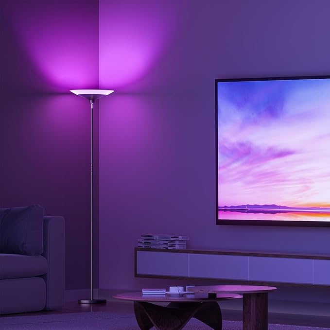 RGB Torchiere Floor Lamp - 30W Dimmable LED Standing Lamp