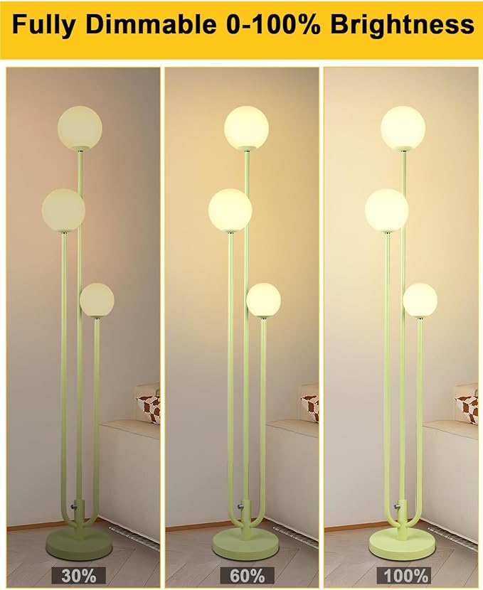 Lightdot 63IN Floor Lamp with 3 Green U-Pole, Modern Floor Lamp with 3000K Soft